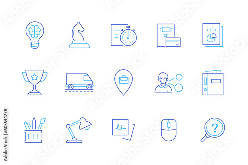 Business and strategy - set of modern line design style icons