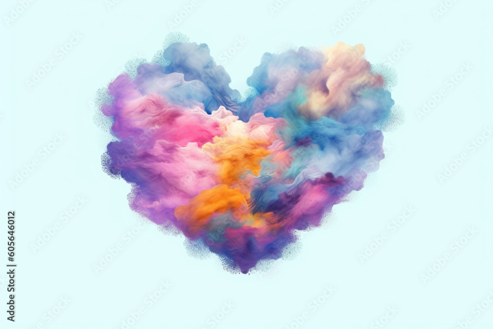 Pastel Heart Cloud. love and wonder concept with a heart-shaped cloud floating amidst a dreamy pastel sky. Ai generated