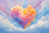 Pastel Heart Cloud. love and wonder concept with a heart-shaped cloud floating amidst a dreamy pastel sky. Ai generated