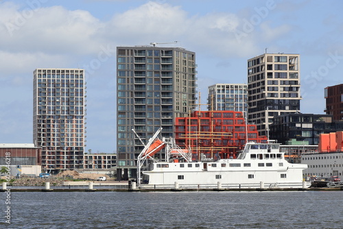 Photography Amsterdam NDSM South Dock Modern Architecture with Boat, Netherlands