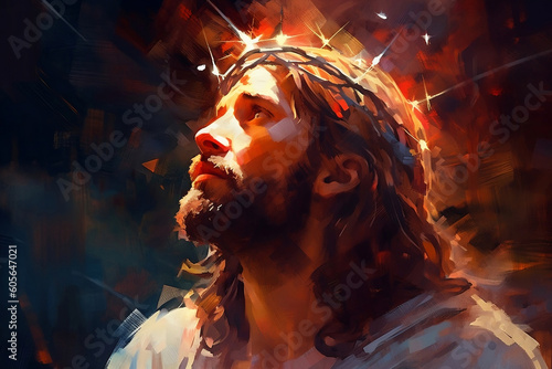 Jesus with a crown of thorns Fototapet