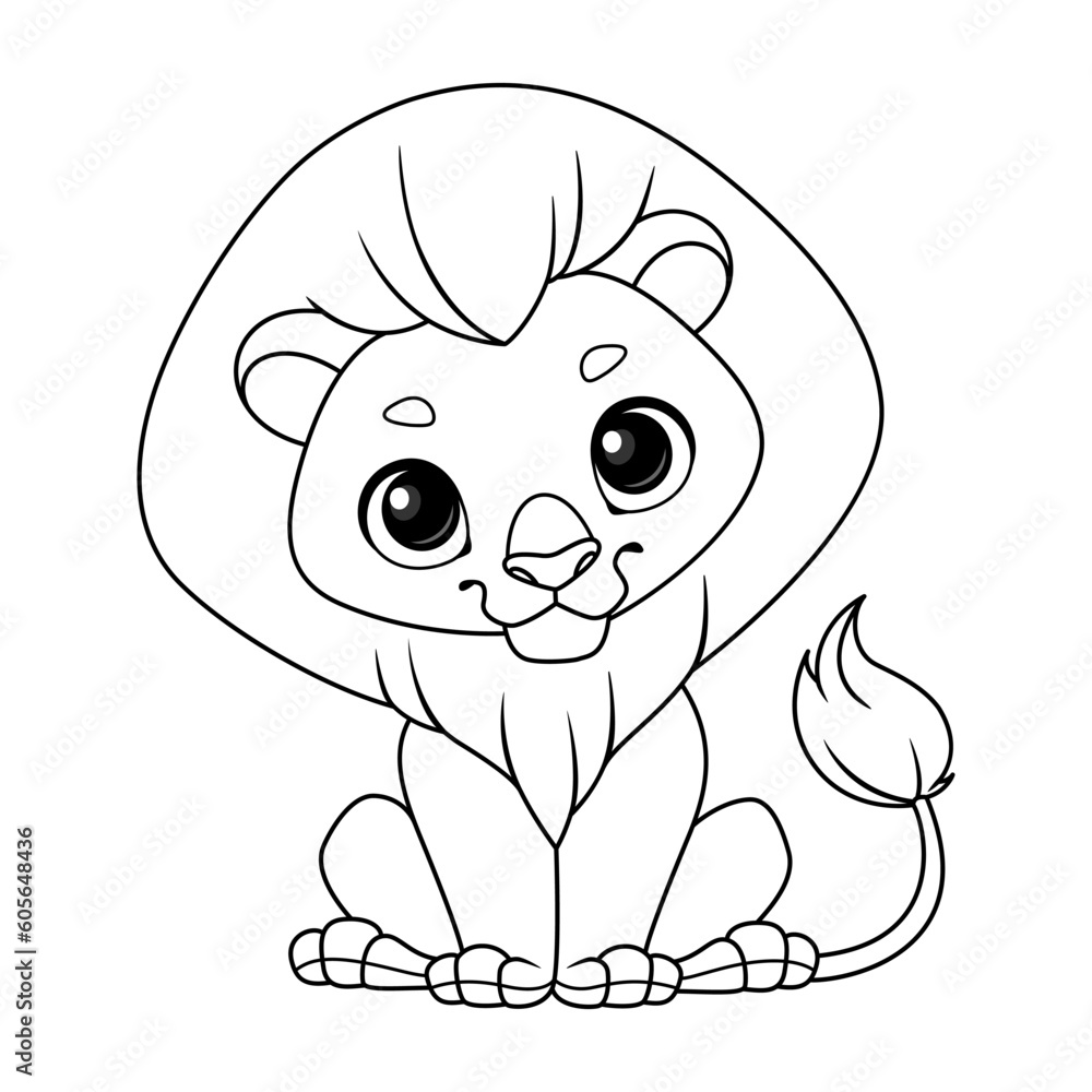 Cute lion coloring page cartoon vector illustration Stock Vector