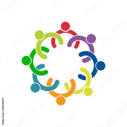 Concept Business Group connection logo,Eight people in the circle,meeting teamwork