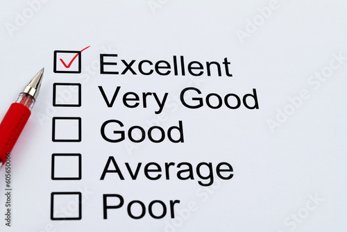 Tick the excellent box on customer feedback form