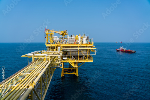 Принти на полотні Offshore oil and gas wellhead remote platform which produced raw material for sent to onshore refinery, power generation and petrochemical industry