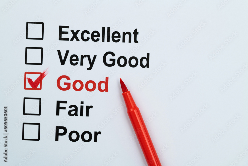 Tick the good box on customer feedback form Tick the good box on customer feedback form