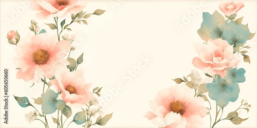 Greeting card with flowers on a light background, vintage style.