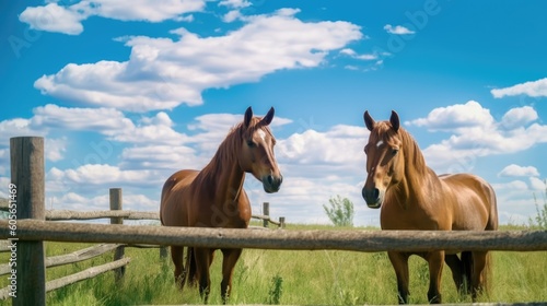 horses in the stable, ai generative