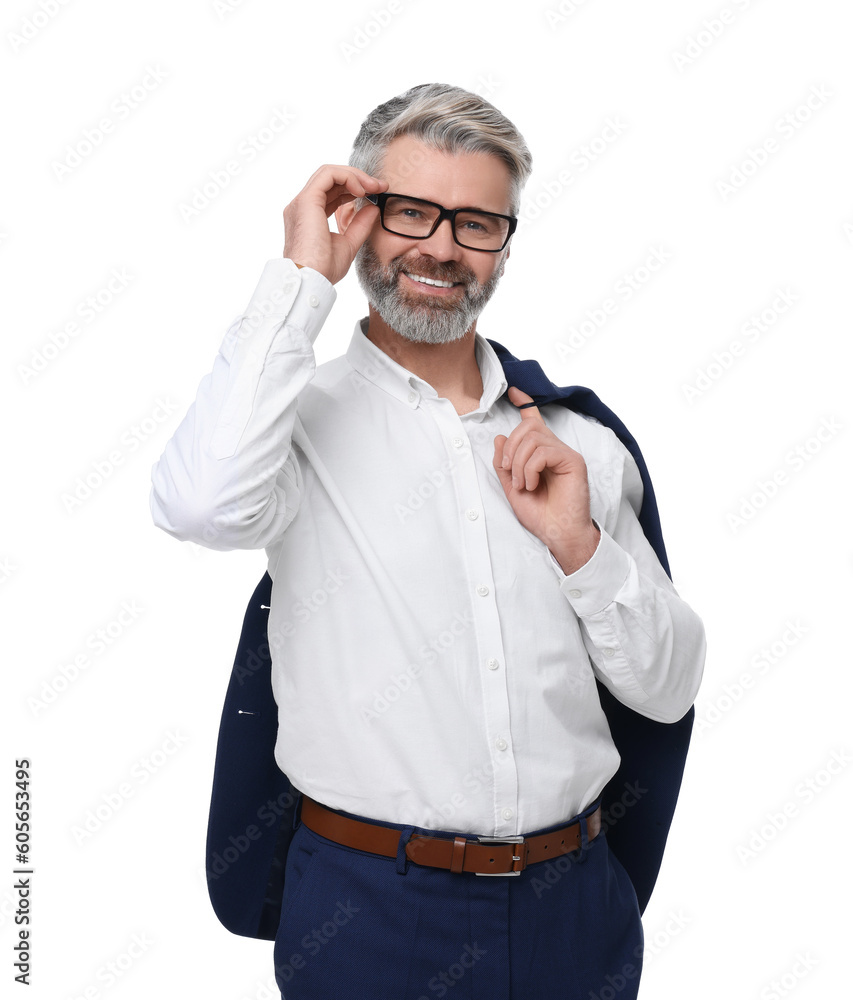 Mature businessman in stylish clothes posing on white background Mature businessman in stylish clothes posing on white background
