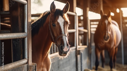 Fotografia horse in the stable, ai generative
