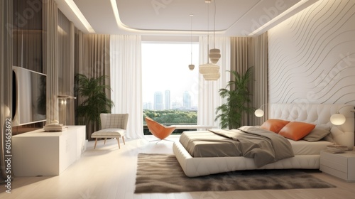 apartment comfortable bedroom, ai generative © nataliya_ua