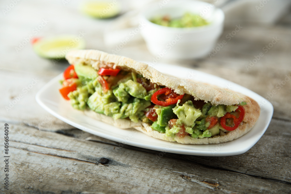 Guacamole sandwich with chili pepper Guacamole sandwich with chili pepper