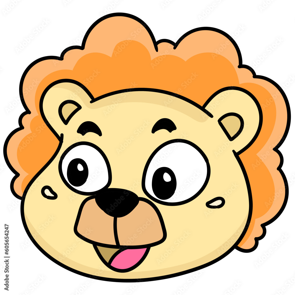 Cartoon doodle of a smiling yellow and orange lion Cartoon doodle of a smiling yellow and orange lion