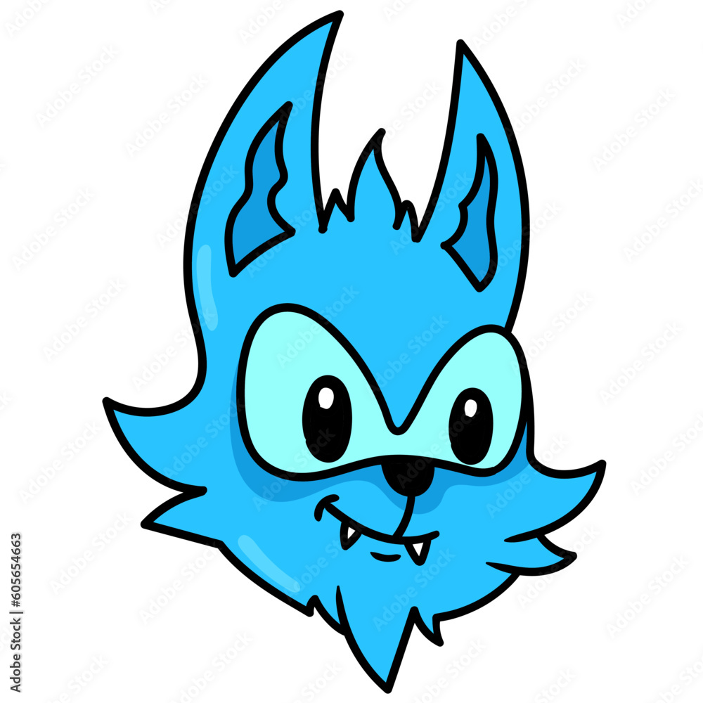 Fototapeta premium Vector of blue wolf head with with sharp teeth