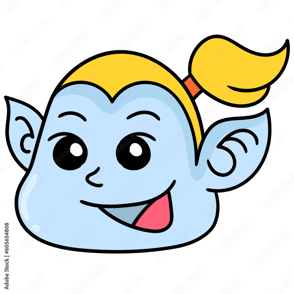 Vector of a cartoon doodle of a girl's face over a white background Vector of a cartoon doodle of a girl's face over a white background
