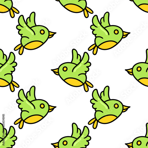 Editable seamless pattern of cartoon styled doodles of a bird © Ar_twork/Wirestock Creators