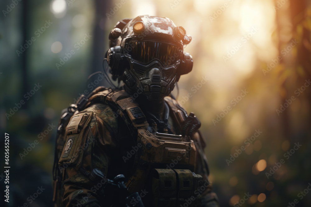 Soldier of the future in the woods - generative ai
