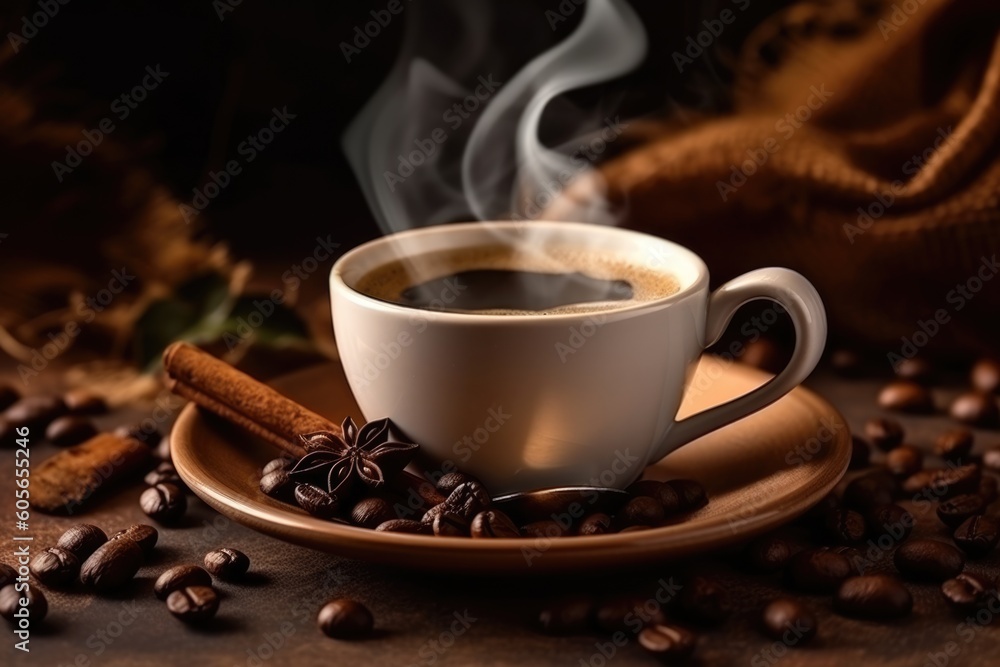 cup of coffee with beans, ai generative cup of coffee with beans, ai generative