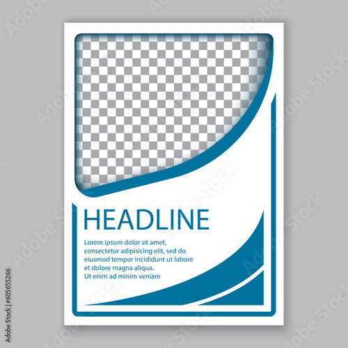 Editable printout template design in blue with a space for headline and text