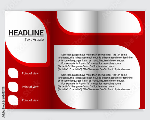 Editable printout template design in red with a space for headline and text