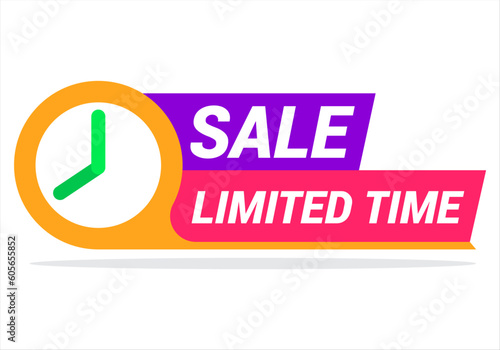 Limited time banner template design with text and numbers sign on the white background