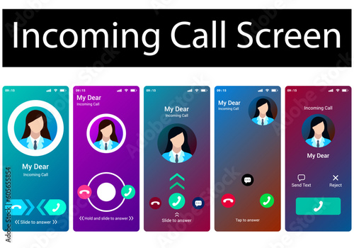 User interface realistic design with incoming call screen
