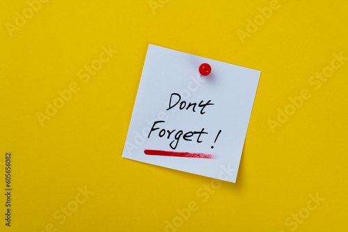 Don't forget sticky note on yellow background