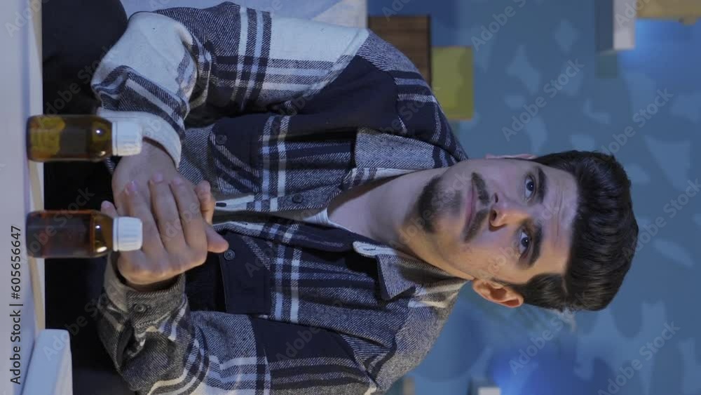 Vertical Video of Tired of life, the young man is on the verge of suicide. Vertical Video of Tired of life, the young man is on the verge of suicide.