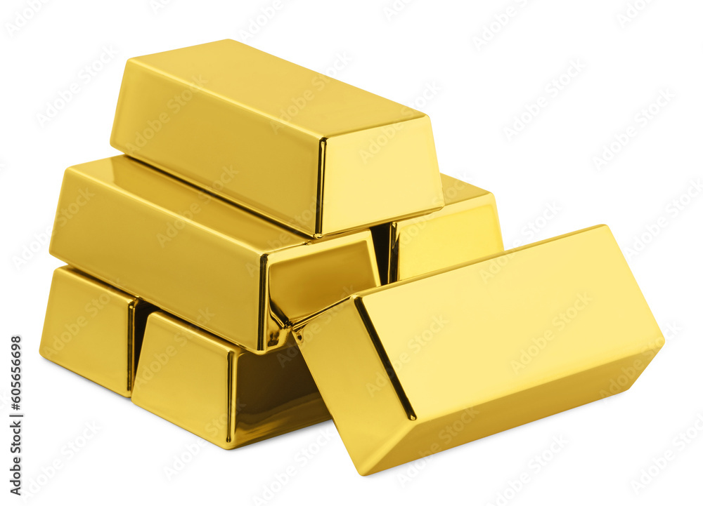 Stack of shiny gold bars isolated on white Stack of shiny gold bars isolated on white