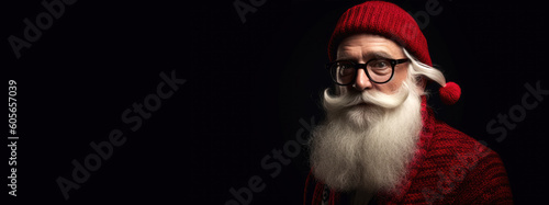 Hipster father Christmas, trendy Santa. Generative AI © piai