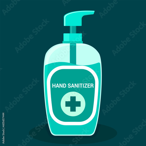 Vector illustration of the hand sanitizer bottle against a blue background