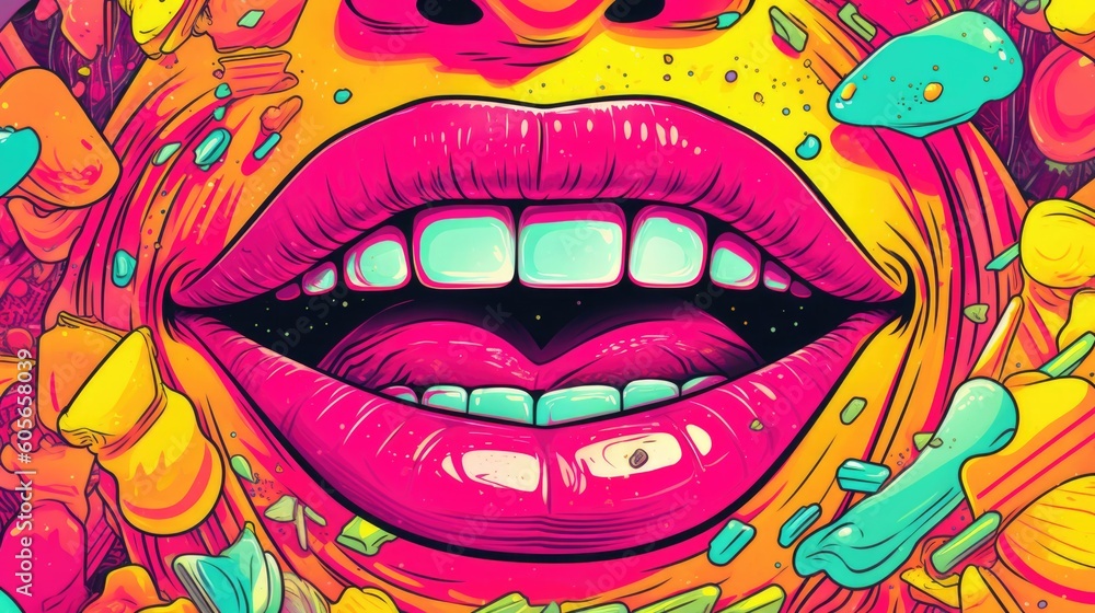 illustration of a lips with a smile, ai generative illustration of a lips with a smile, ai generative