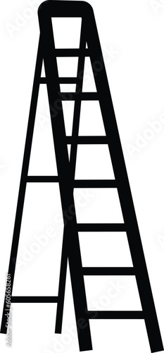 Step Ladder or triangle ladder black and white vector illustration.