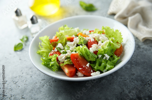 Healthy vegetable salad with Feta cheese © marysckin