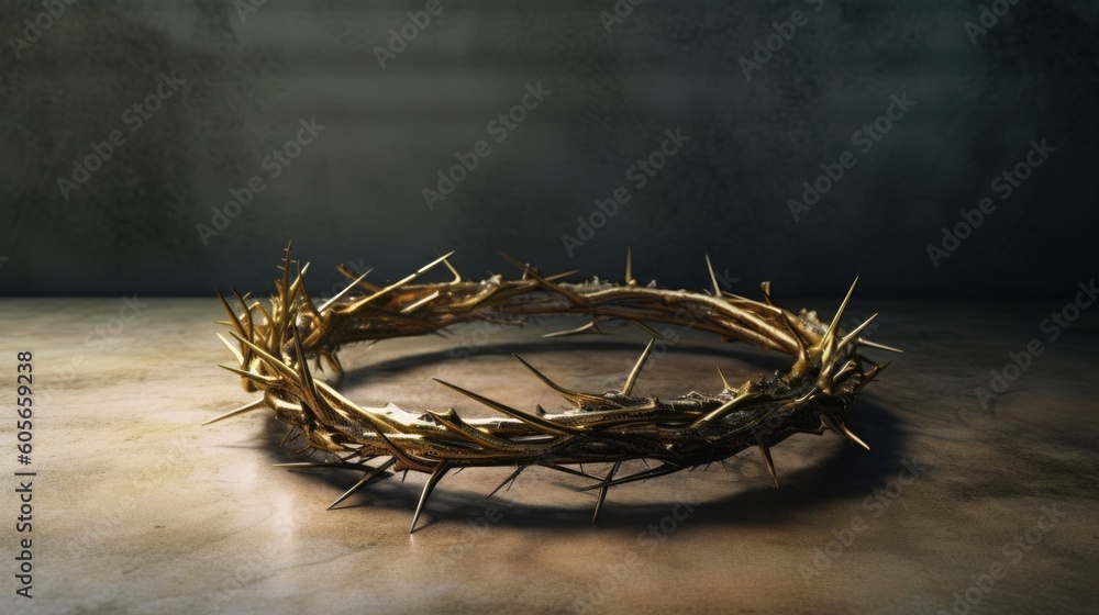 Fototapeta premium Crown thorns as symbol of passion, death and resurrection of Jesus Christ, ai generative