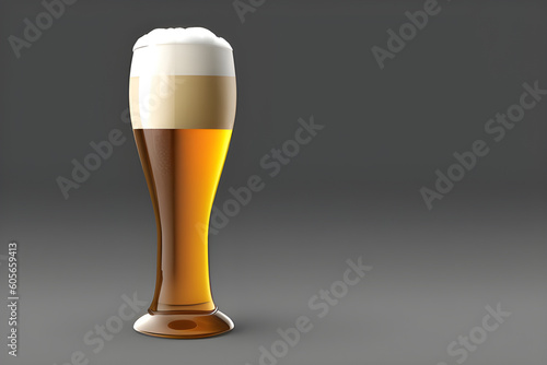 Glass of beer isolated on dark background ai generative