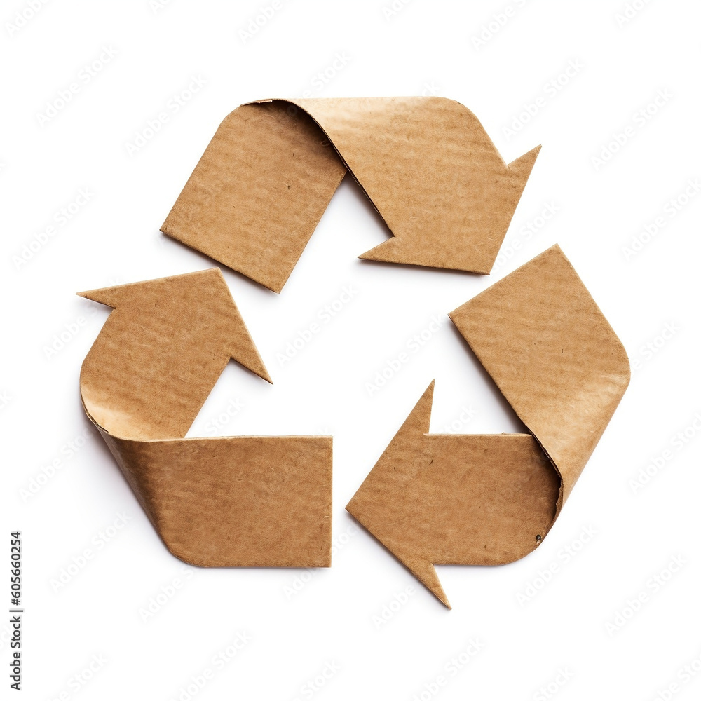 Cardboard recycling symbol - Reduce, Reuse & Recycle, generative AI ...