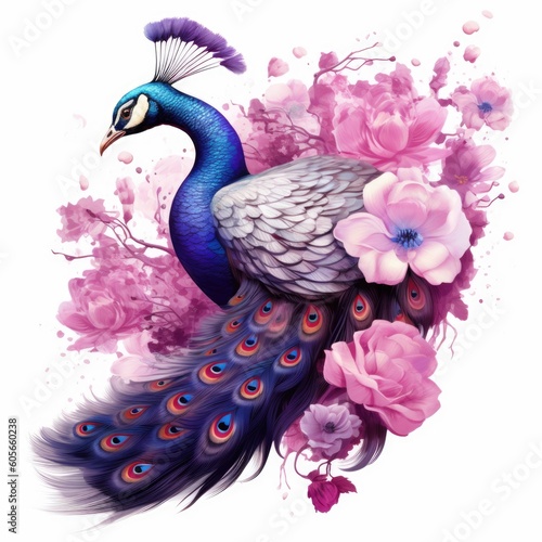 peacock with feathers, ai generative