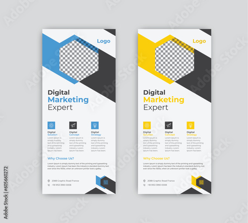 Vector digital marketing modern rack card and dl flyer or roll up banner.