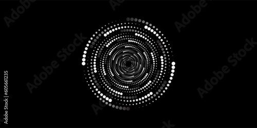 Dots, spiral circles, swirls, swirls black background.