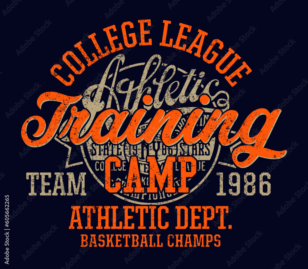 Tiger team college basketball athletic department champions vintage vector artwork for kids boy t shirt grunge effect in separate layer