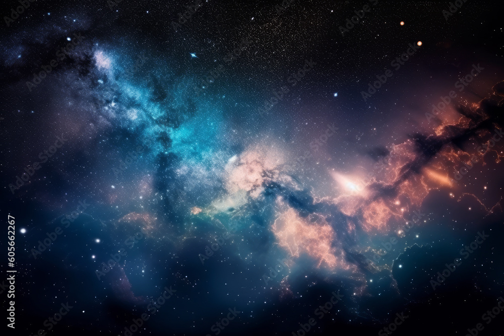 Night sky universe filled with stars and nebula, Generative ai