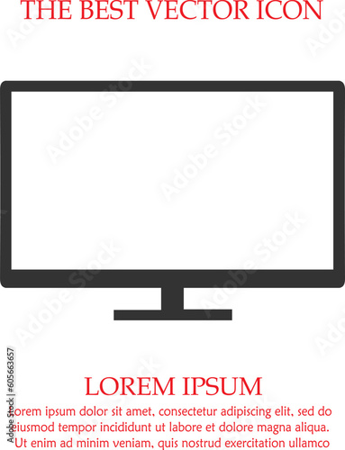 Monitor tv screen vector icon eps 10. Simple isolated illustration