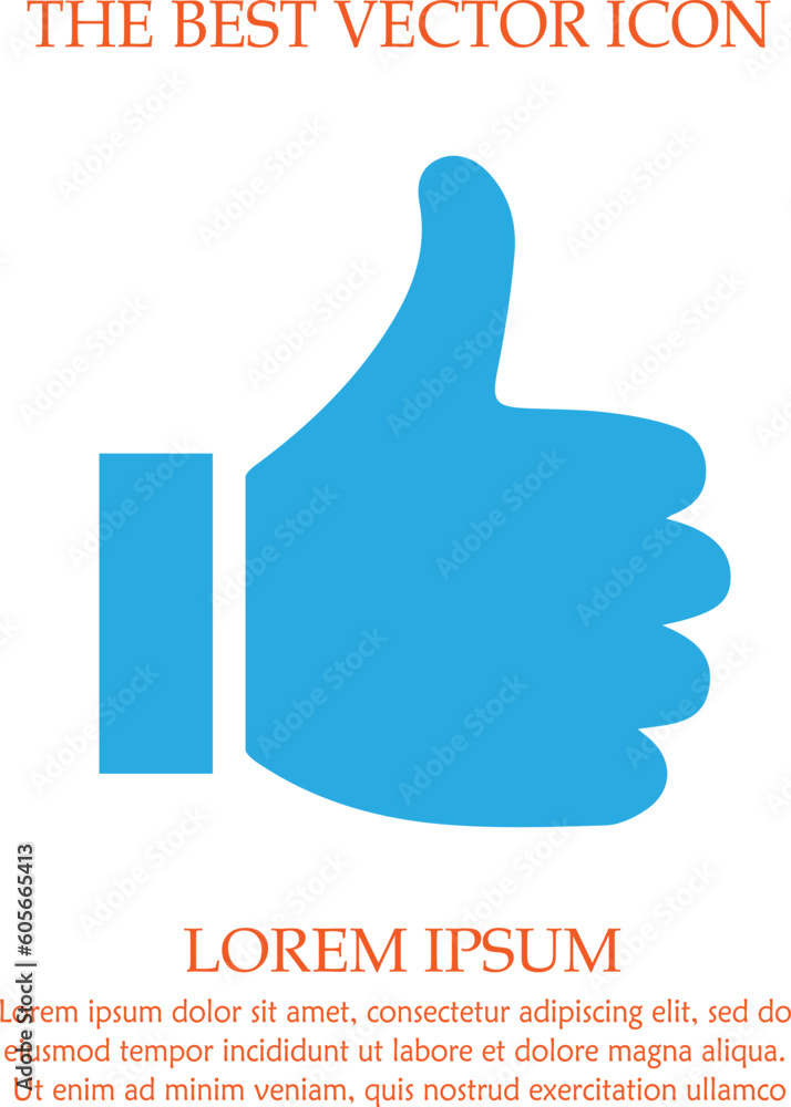Thumb up vector icon eps 10. Like simple isolated sign symbol