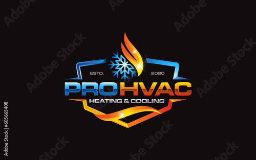 Illustration graphic vector of plumbing, heating, and cooling service company logo design template.