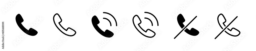 Telephone icon set. Phone handset sign Telephone icon set. Phone handset sign