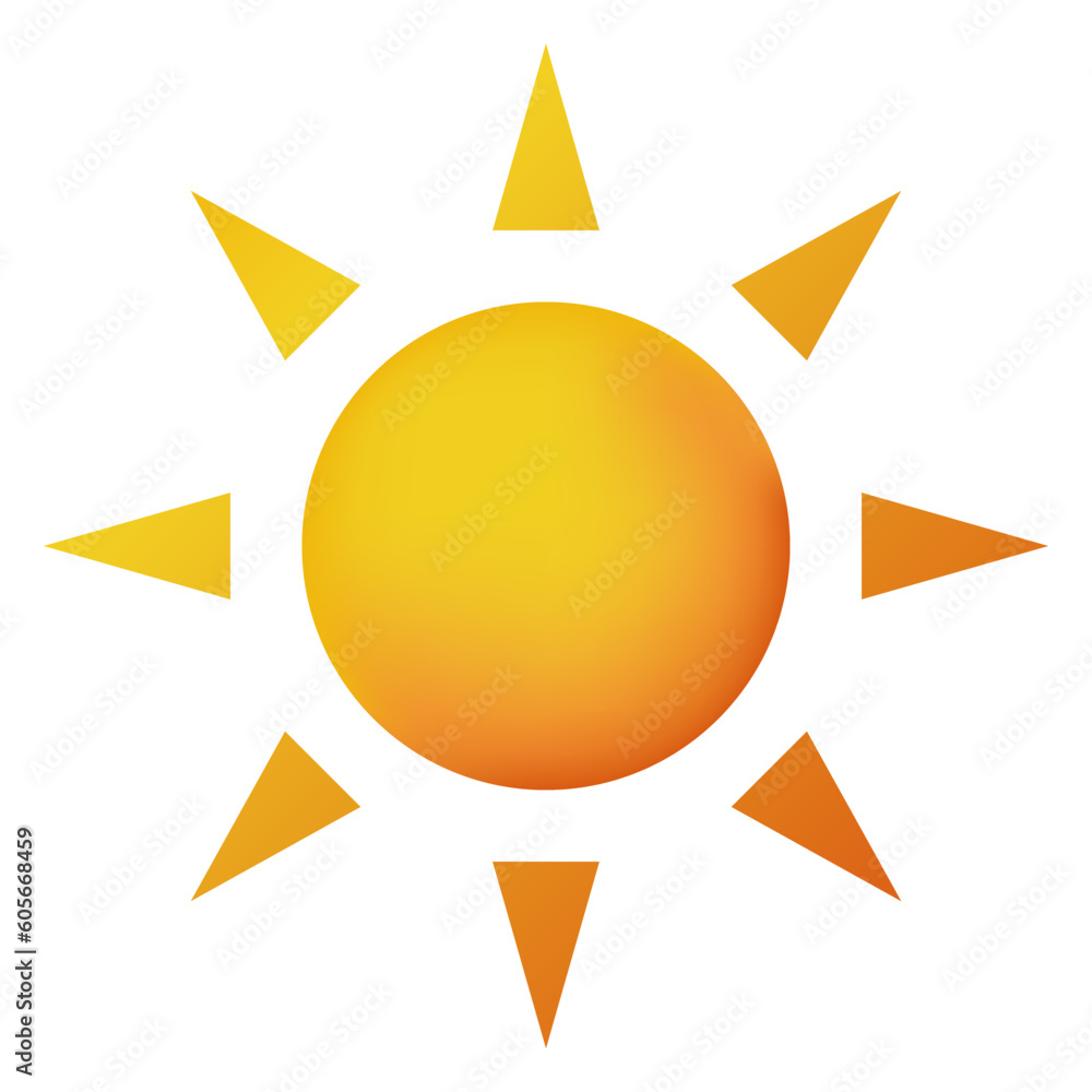 Yellow sun icon. Solar icon. Realistic sun icon for weather design. Trendy summer symbol. Vector illustration Yellow sun icon. Solar icon. Realistic sun icon for weather design. Trendy summer symbol. Vector illustration