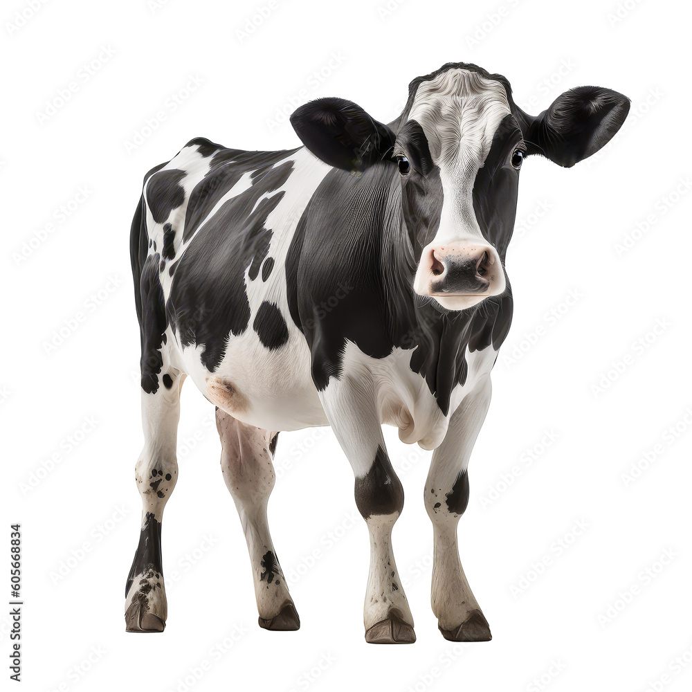 Holstein - Friesian cow isolated on white background.