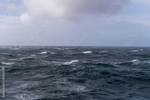 Beautiful seascape - waves and sky with clouds with beautiful lighting. Stormy sea, Bad weather. Gale. Rough sea. © Alexey Seafarer