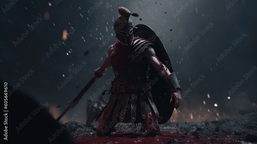 Fototapeta premium Spartan Warrior S2, Generative AI, Illustration